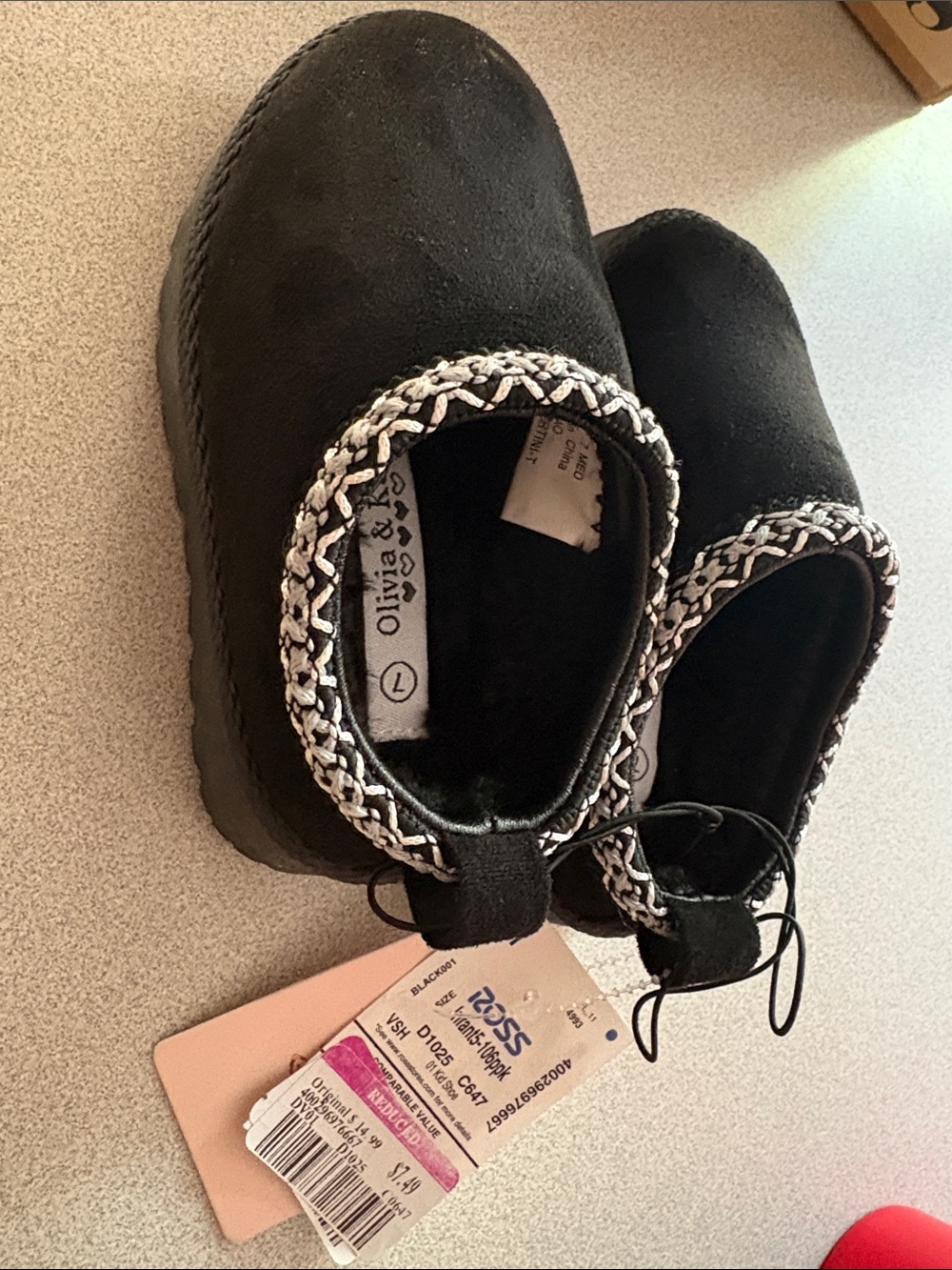 Olivia & Joy Kids Black Slip-On Cozy Slippers